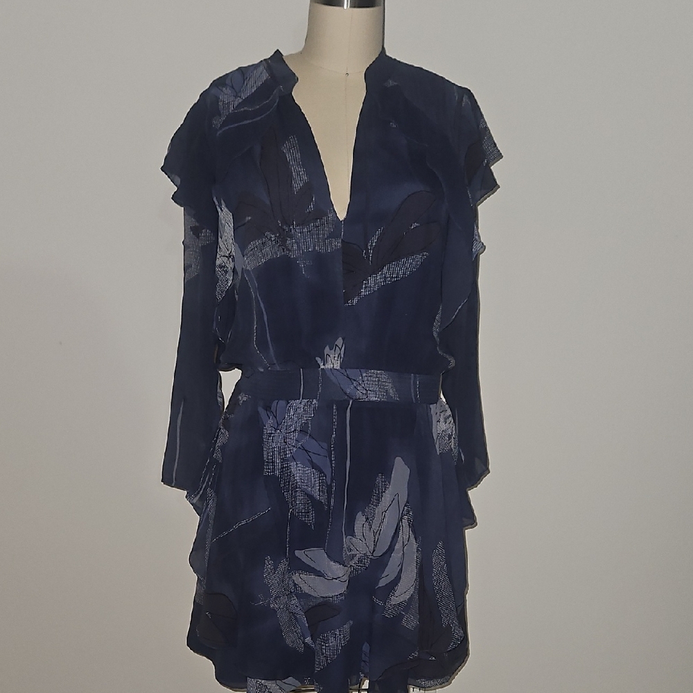 Halston Heritage Navy Floral Midi Dress